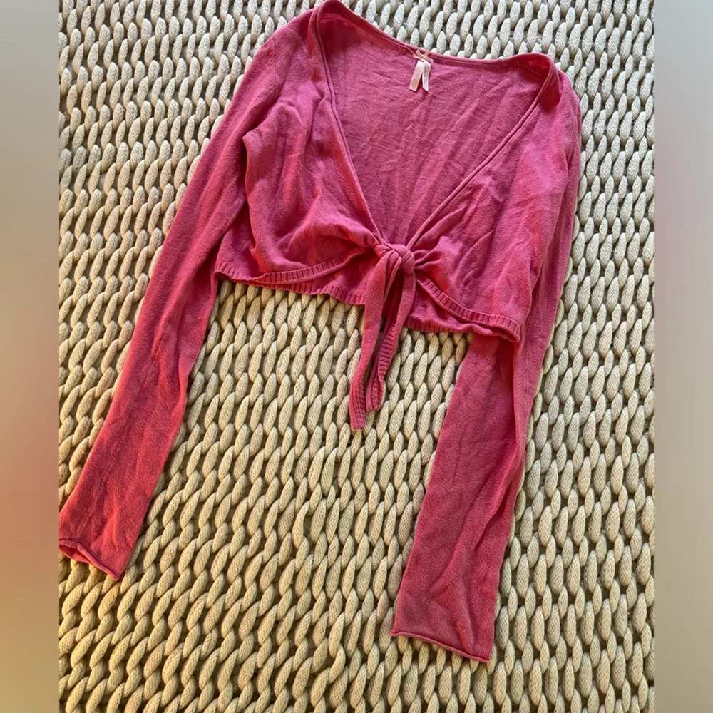 Vintage Y2K Abercrombie & Fitch! Pink crop tie ballerina style sweater size L - Picture 1 of 5